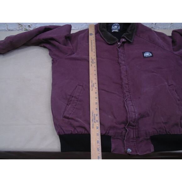 VTG 90s Canvas Santa Fe Quilt Lined Jacket Mens Plum XXL Corduroy Collar Work - Picture 7 of 16